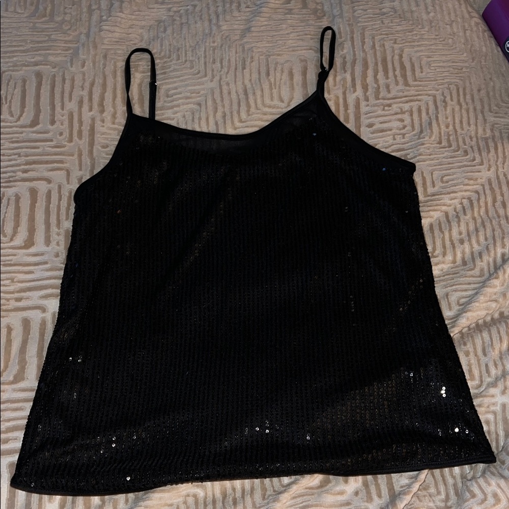Black Sequin Women's Top size L #412